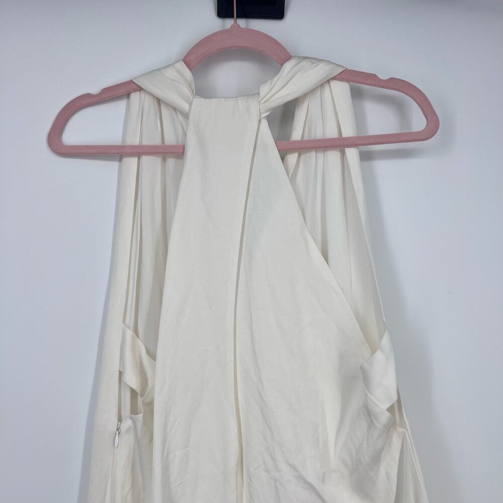 REISS Alda Plunge Neck Midi Dress Ivory Size US 8 - Picture 8 of 9